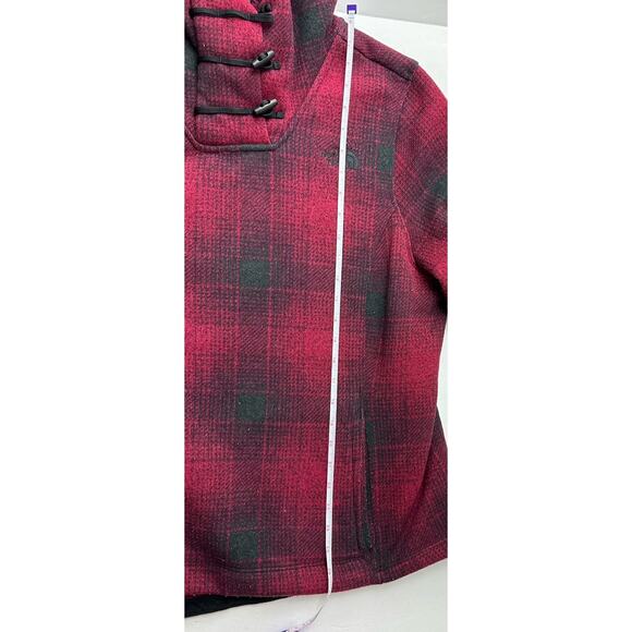 The North Face Sweatshirt Women Xtra Large Red Back Hoodie Flannel Buffalo Plaid - Picture 8 of 12